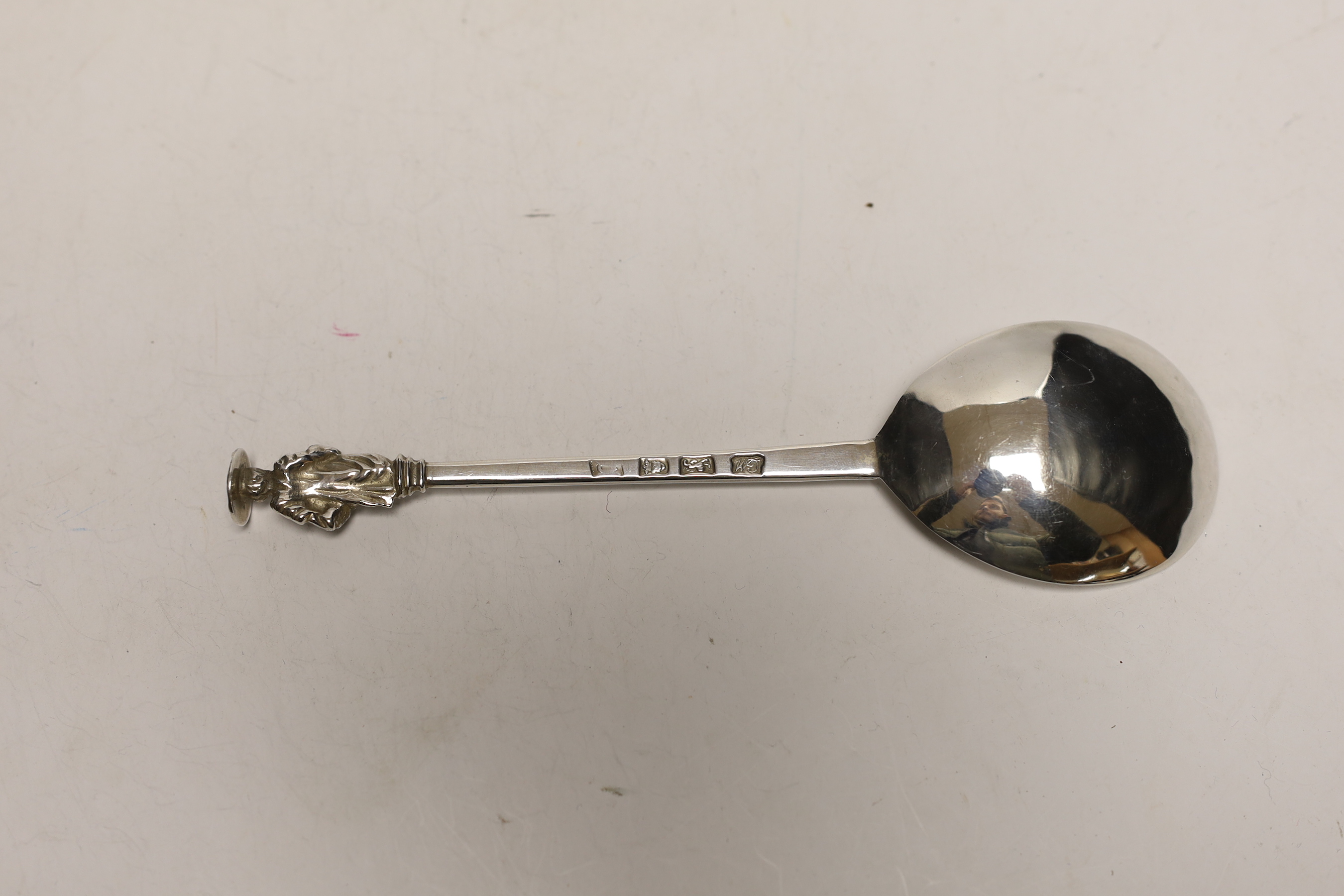 A George III silver seal top apostle spoon, maker, WT, London, circa 1770, 17.8cm.